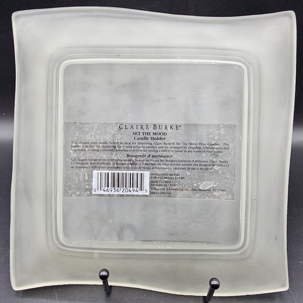 Claire Burke Frosted Satin Glass Candle Tray Plate Set the Mood
